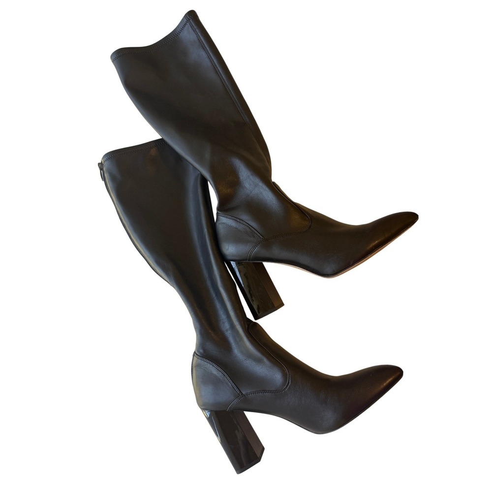 Franco Sarto Katherine Knee High Boots Womens 11M Black Pointed Toe Block Heel